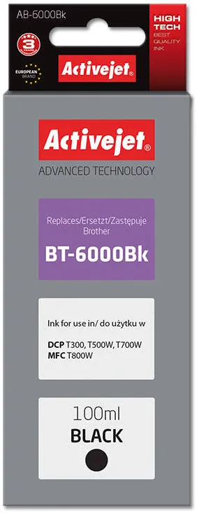 Cartus Imprimanta ACTIVEJET COMPATIBIL AB-6000Bk for Brother printer; Brother BT-6000BK replacement; Supreme; 100 ml; black