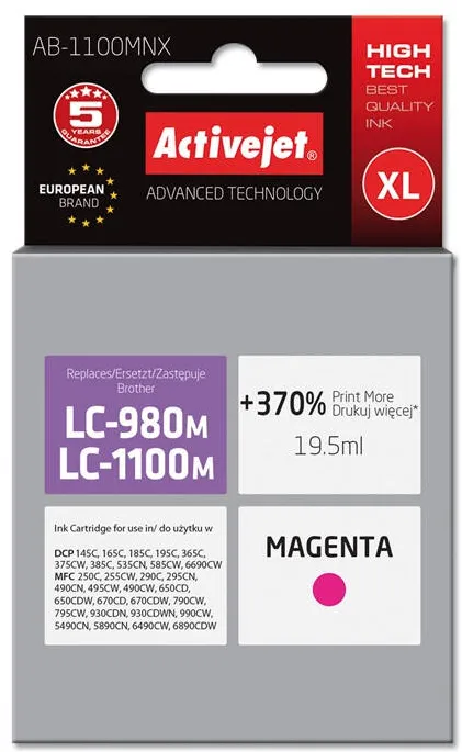 Cartus Imprimanta ACTIVEJET COMPATIBIL AB-1100MNX for Brother printer; Brother LC1100/LC980M replacement; Supreme; 19.5 ml; magenta