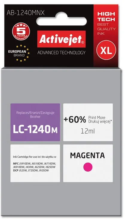 Cartus Imprimanta ACTIVEJET COMPATIBIL AB-1240MNX for Brother printer; Brother LC1220Bk/LC1240Bk replacement; Supreme; 12 ml; magenta
