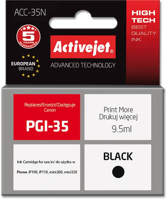 Cartus Imprimanta ACTIVEJET COMPATIBIL ACC-35N for Canon printer; Canon PGI-35 replacement; Supreme; 9.5 ml; black