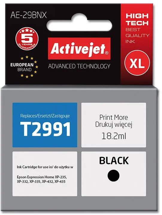 Cartus Imprimanta ACTIVEJET Compatibil AE-29BNX for Epson printer, Epson 29XL T2991 replacement; Supreme; 18 ml; black