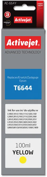 Cartus Imprimanta ACTIVEJET Compatibil AE-664Y bottle for Epson printer, Replacement Epson T6644; Supreme; 100 ml; yellow