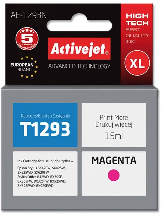 Cartus Imprimanta ACTIVEJET Compatibil AE-1293N for Epson printer, Epson T1293 replacement; Supreme; 15 ml; magenta