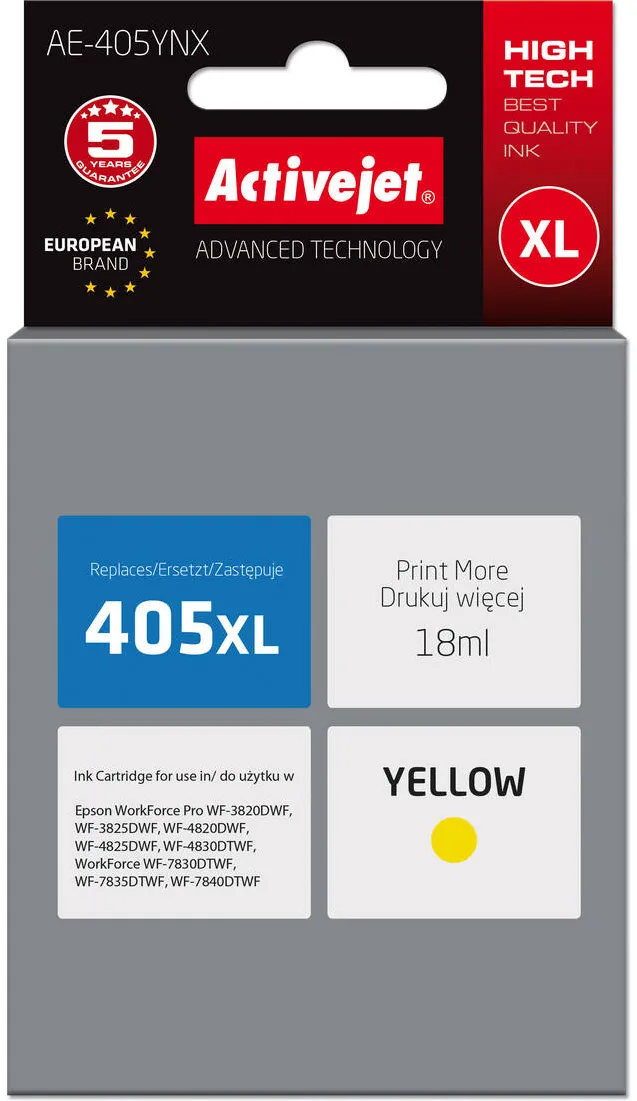 Cartus Imprimanta ACTIVEJET Compatibil AE-405YNX for Epson printer; Epson 405XL C13T05H44010 replacement; Supreme; 18ml; yellow