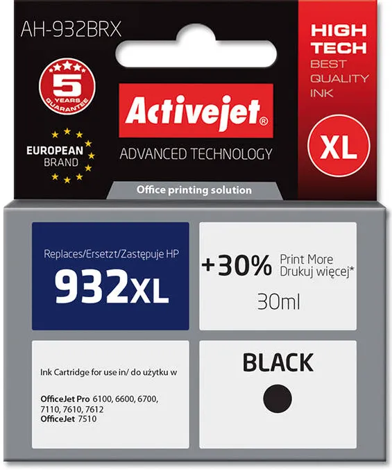 Cartus Imprimanta ACTIVEJET Compatibil AH-932BRX for HP printer; HP 932XL CN053AE replacement; Premium; 30 ml; black