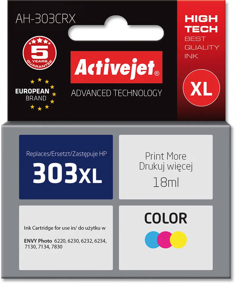 Cartus Imprimanta ACTIVEJET Compatibil AH-9303CRX ink for HP printer, HP 303XL T6N03AE replacement; Premium; 18 ml; color