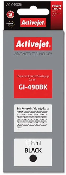 Cartus Imprimanta ACTIVEJET AC-G490Bk pentru imprimanta Canon GI-490BK,135 ml, Negru