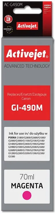 Cartus Imprimanta ACTIVEJET AC-G490M pentru imprimanta CanonGI-490M,  70 ml, Magenta