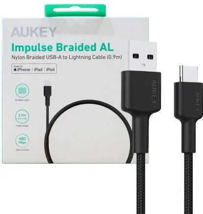 Cablu Date Aukey CB-CD30 USB-C Type-C Power Delivery PD 3A 0.9m Nylon Black