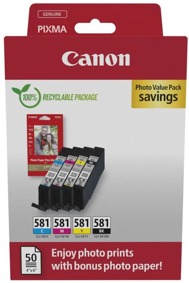 Cartus Imprimanta Canon CLI-581 BK/C/M/Y Photo Value Pack
