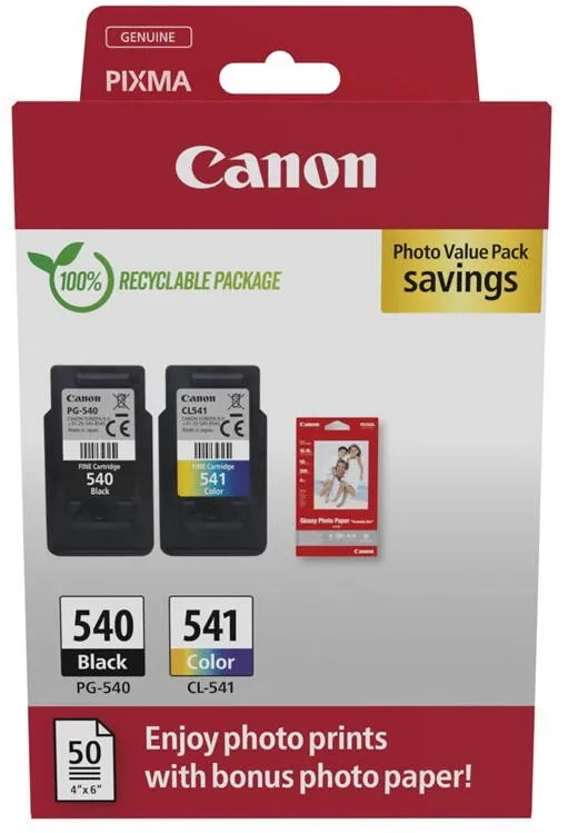 Cartus Imprimanta Canon PG-540 + CL-541 + hartie foto 10x15 50coli