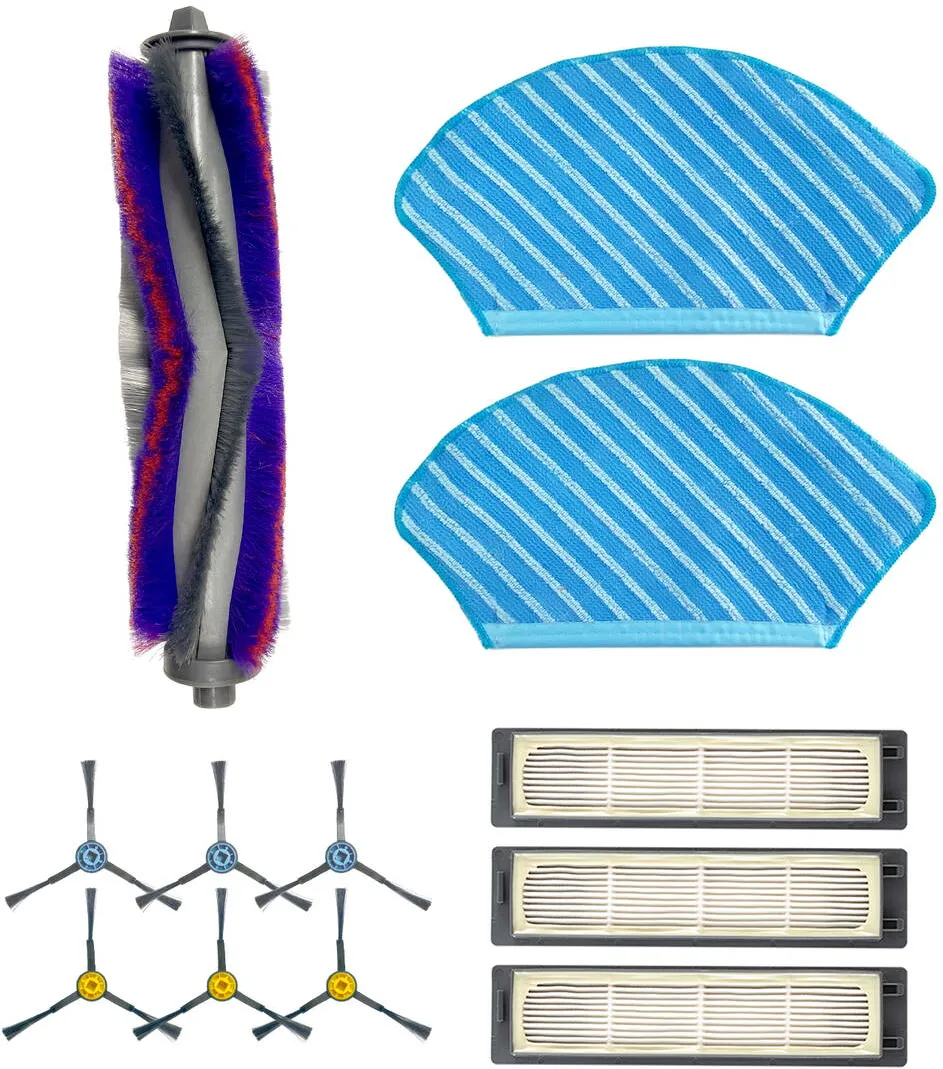 Midea M7 Spare Parts Kit: Side Brush×6pcs, Main Brush×1pc, HEPA Filter×3pcs, Mopping Cloth×2pcs