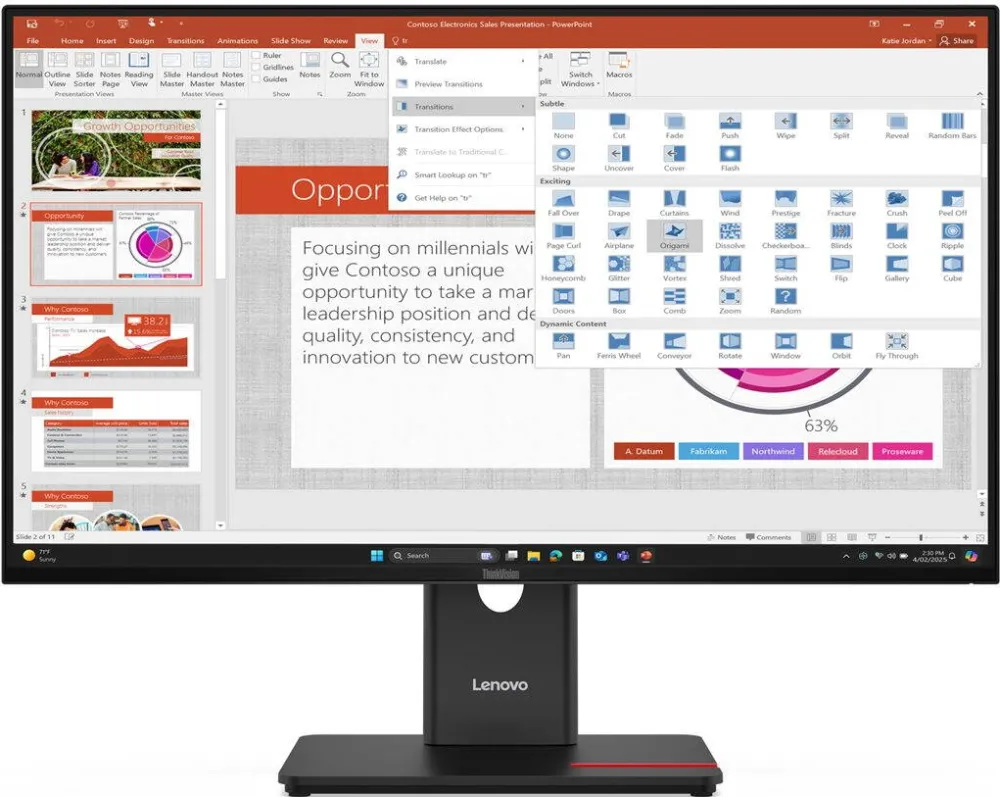 Monitor Lenovo IPS LED ThinkVision 27" T27-40, Full HD (1920 x 1080), VGA, HDMI, DisplayPort, Pivot (Negru)