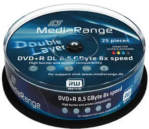MediaRange DVD+R Double Layer Printable 8x Cake25
