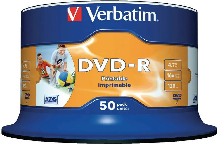 VERBATIM DVD-R 4.7GB, 16x, spindle, Wide printabil, 50 bucati