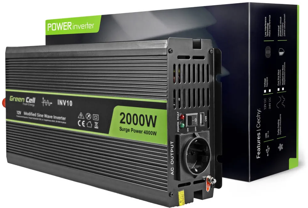 Green Cell INV10 power adapter/inverter Auto 2000 W Black