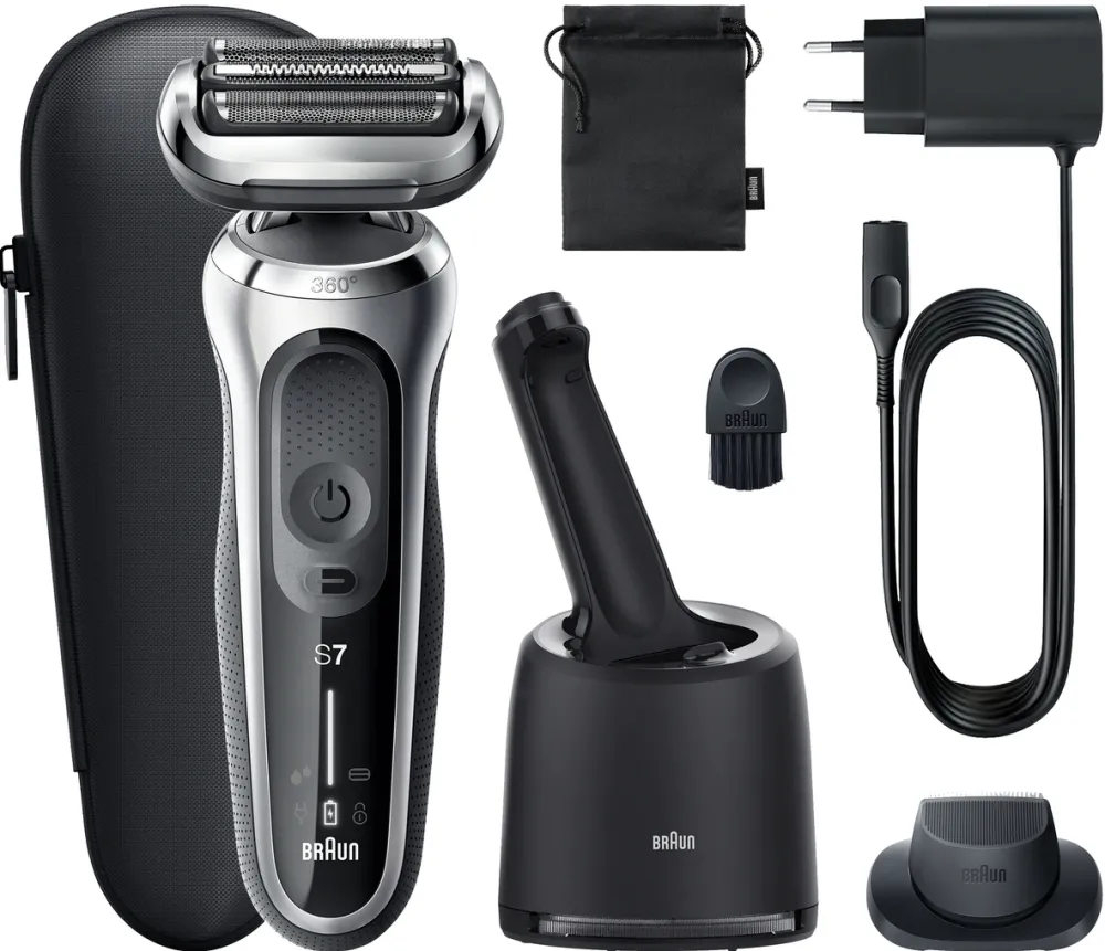 Aparat de ras BRAUN Series 7 71-S7200cc Wet & Dry cu statie SmartCare argintiu/negru