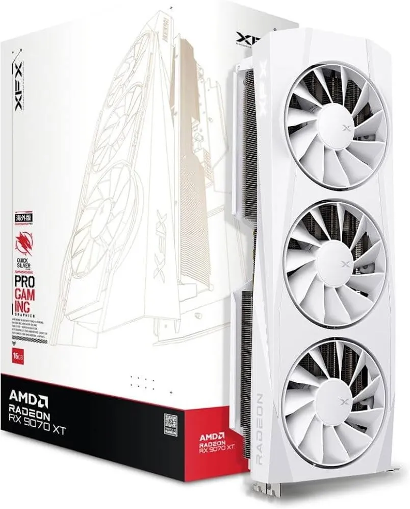 Placa Video XFX Quicksilver AMD Radeon RX 9070 XT White Gaming Edition, 16GB, GDDR6, 256-bit