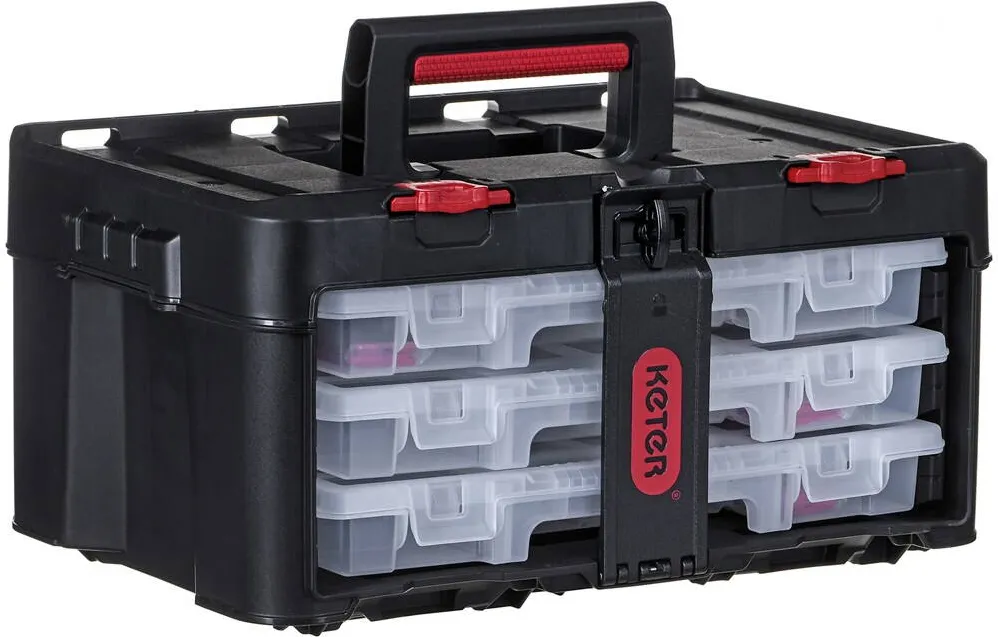 Cutie scule KETER Stack'N'Roll 17210831 cu 3 organizatoare, negru