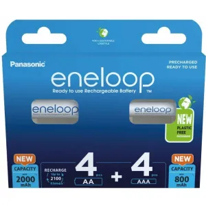 Panasonic Rechargeable batteries ENELOOP 4x AA 2000 mAh + 4x AAA 800 mAh 8 szt (BK-3MCDE+4MCDE/8CP)