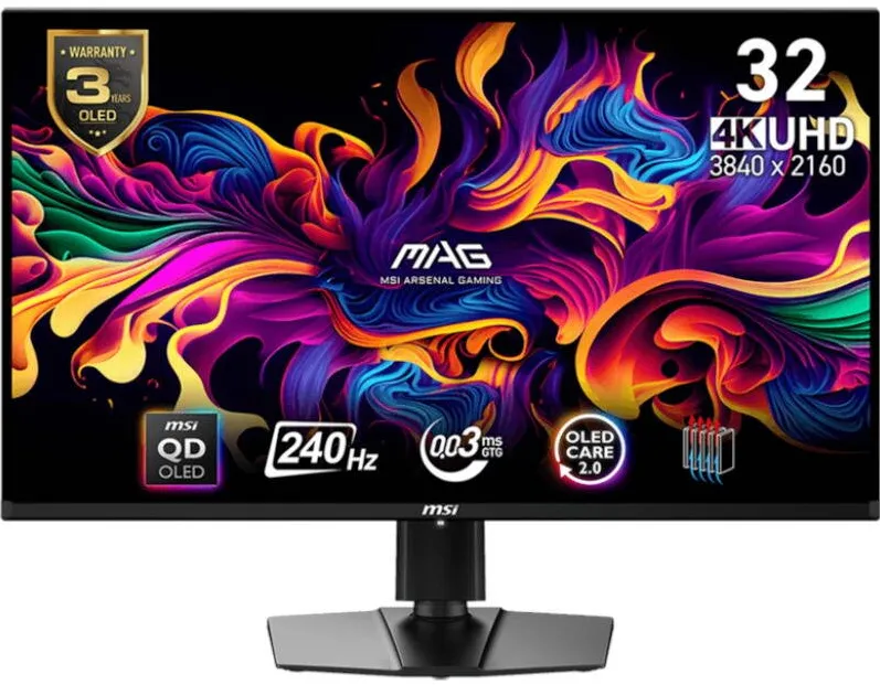 Monitor MSI Gaming MAG 321UPX 31.5 inch UHD QD-OLED 0.03 ms 240 Hz USB-C HDR