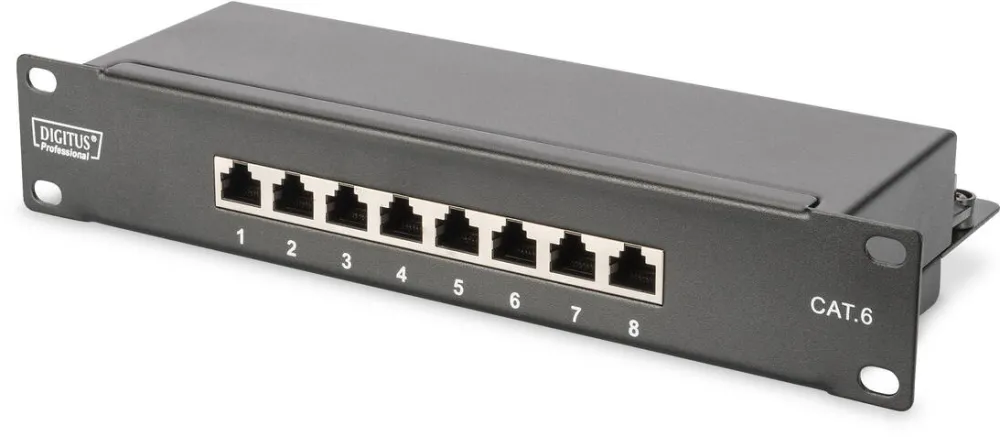 Rack Digitus Network Set 10 inch Network Bundle, including 9U cabinet, grey shelf, PDU, 8-port switch, CAT 6 patch panel, Light Grey