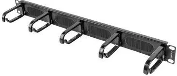 Rack LANBERG 19" cable management brush panel 5 rings type B 1U, black