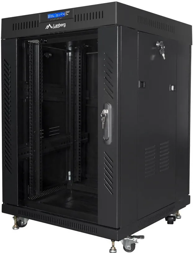 Rack LANBERG Rack cabinet 19" free-standing 15U/600x600 (flat pack) with glass door lCD V2, black