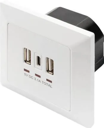 Digitus Socket with USB A & USB-C Ports, flush mounted