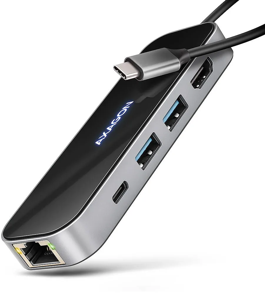 Docking Station AXAGON  HMC-6GLN USB 5Gbps hub, 2x USB-A, USB-C, HDMI 4k/60Hz, RJ-45