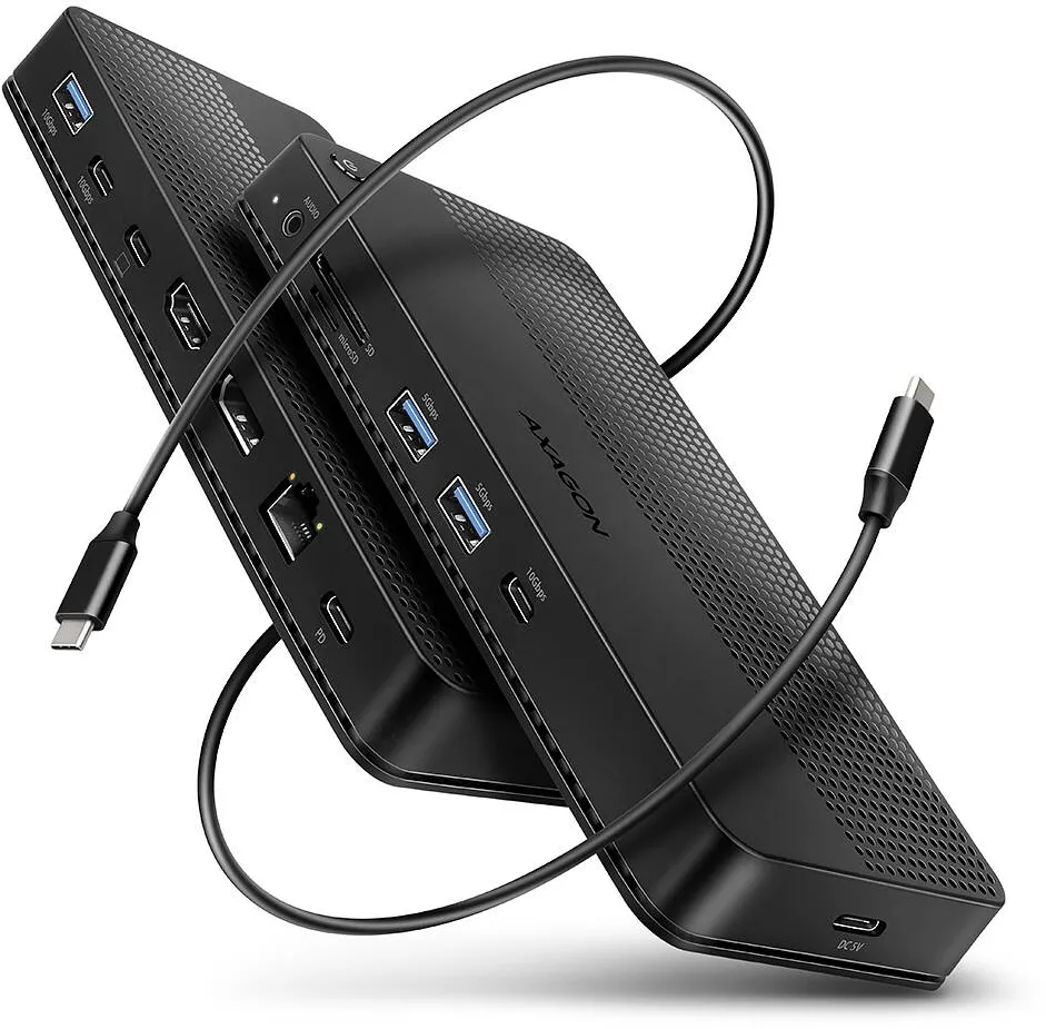 Docking Station AXAGON  HMC-U4 USB4 dock, 3x USB-A, 2x USB-C, HDMI & DP 8K/30Hz, RJ-45, SD/mSD, audio, PD  