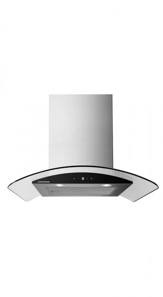 HEINNER Hota decorativa HDCH-MD650GIX, Putere de absorbtie 650 m3/h, Clasa B, 4 trepte de viteza, Iluminare led, Control touch, 60 cm, Inox+Sticla