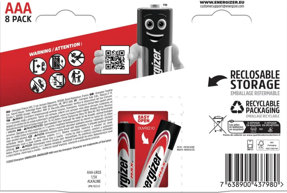 ENERGIZER Batteries max aaa LR03 /8 eco