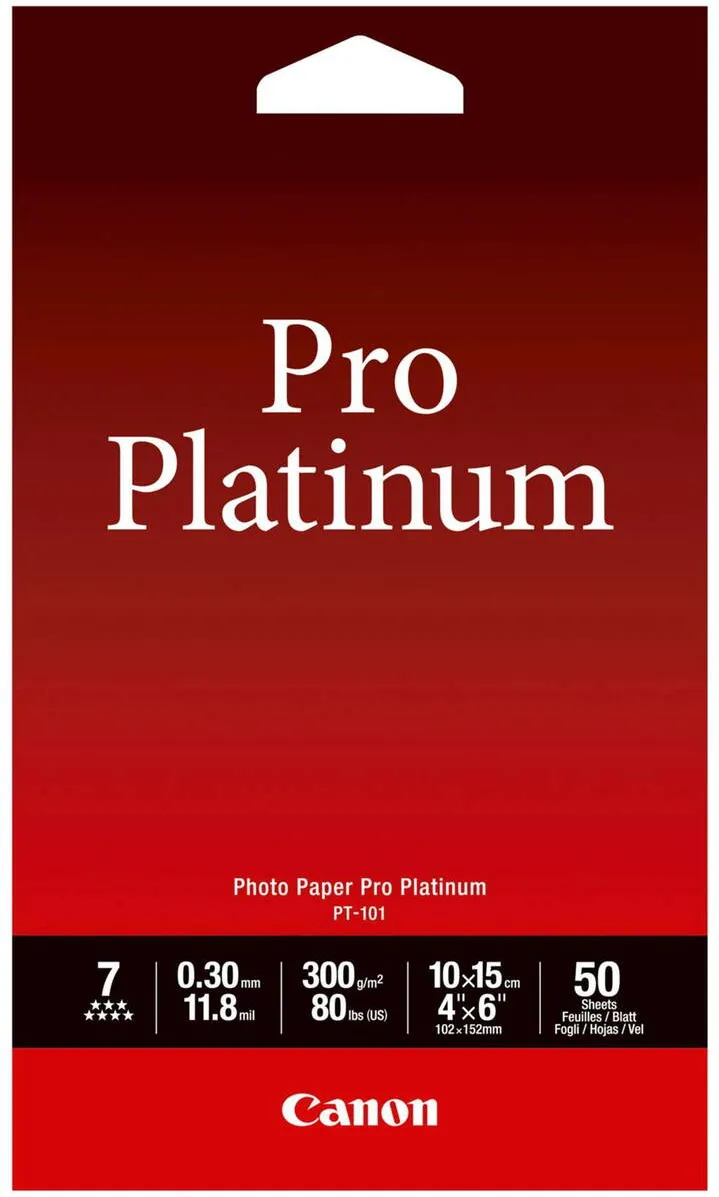Hartie Foto Canon PT-101 10x15 cm, 50 Sheets Photo Paper Pro Platinum 300 g