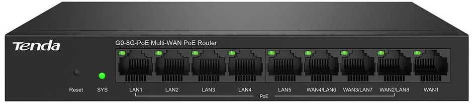 Tenda  G0-8G-PoE wired router Gigabit Ethernet Black