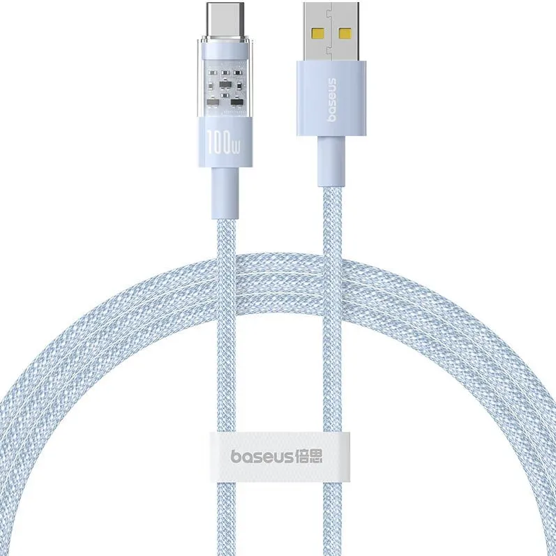 Baseus  Gem USB A to USB C fast charging cable 1 m 100 W Blue