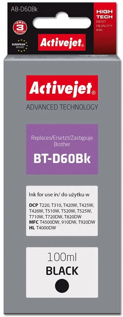 Cartus Imprimanta ACTIVEJET Activejet AB-D60Bk Ink Cartridge (replacement for Brother BT-D60Bk; Supreme; 100 ml; black)