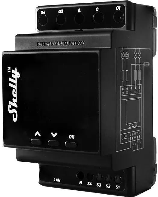 Shelly Comutator inteligent pe sina DIN Pro 4PM cu masurare a puterii, 4 canale