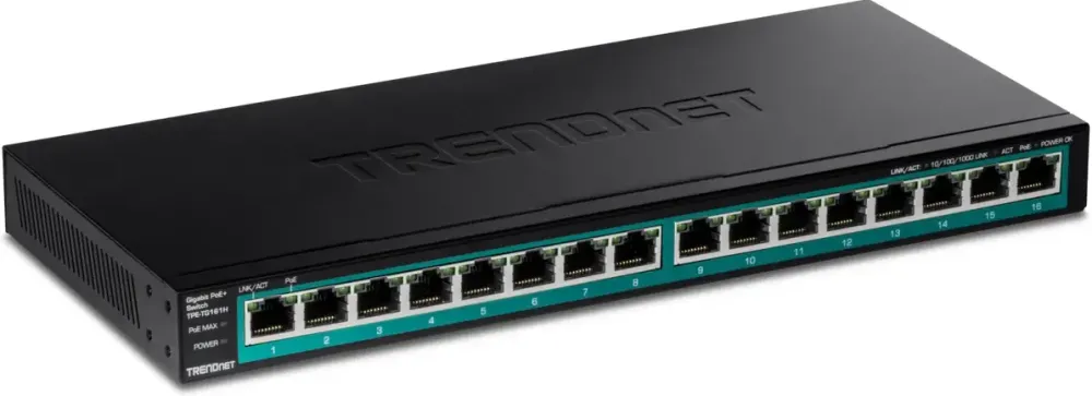 TRENDnet 16-Port Gigabit PoE+ (123W)