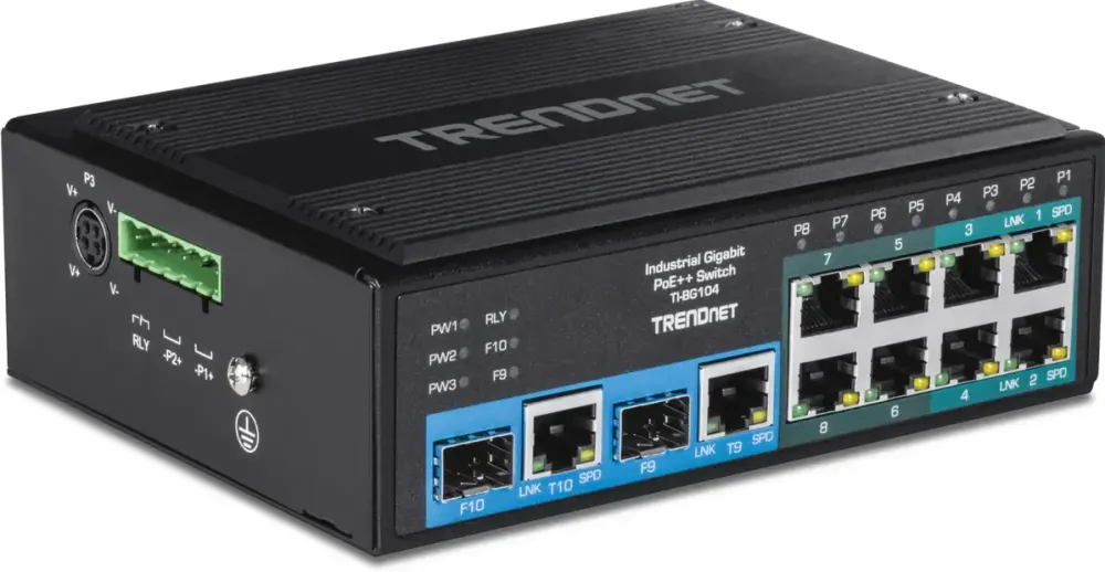 TRENDnet 10-port Industrial Gbit PoE++ Din-Rail