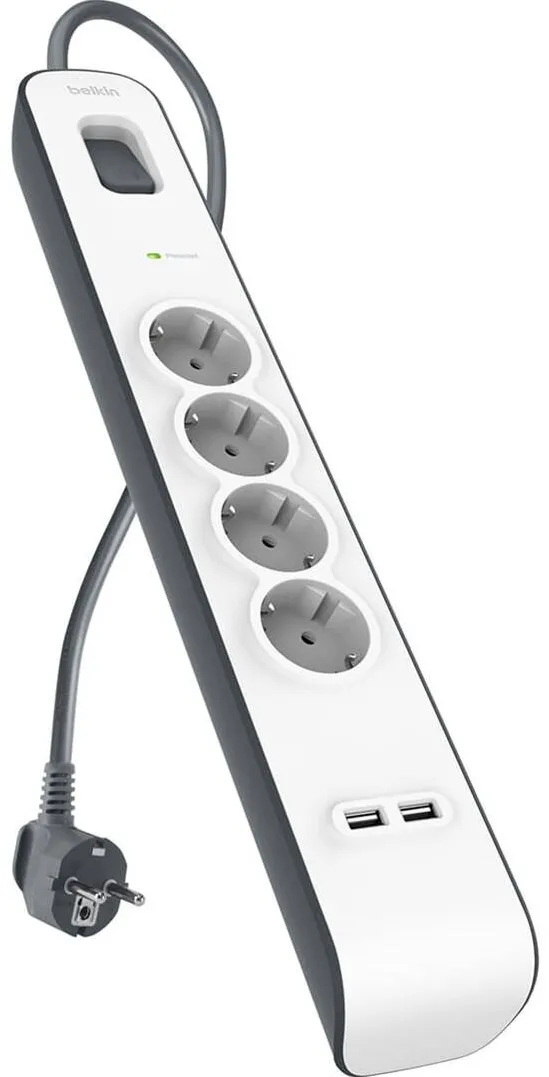 BELKIN Power strip 525J, 4X schuko, 2X USB-a, 2M