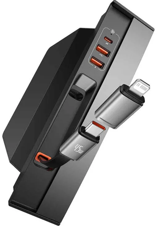 Baseus HUB extern Baseus T-Space, compatibil Tesla model 3/Y, porturi USB: USB 3.0 x 2, cablu retractabil USB Type-C 45W, "B00051300111-00" (timbru verde 0.8 lei) - 6932172633622