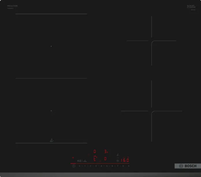 Plita BOSCH PVS63KHC1Z Induction Hob, Number of burners/cooking zones 4, Without frame, Width 60 cm, Black