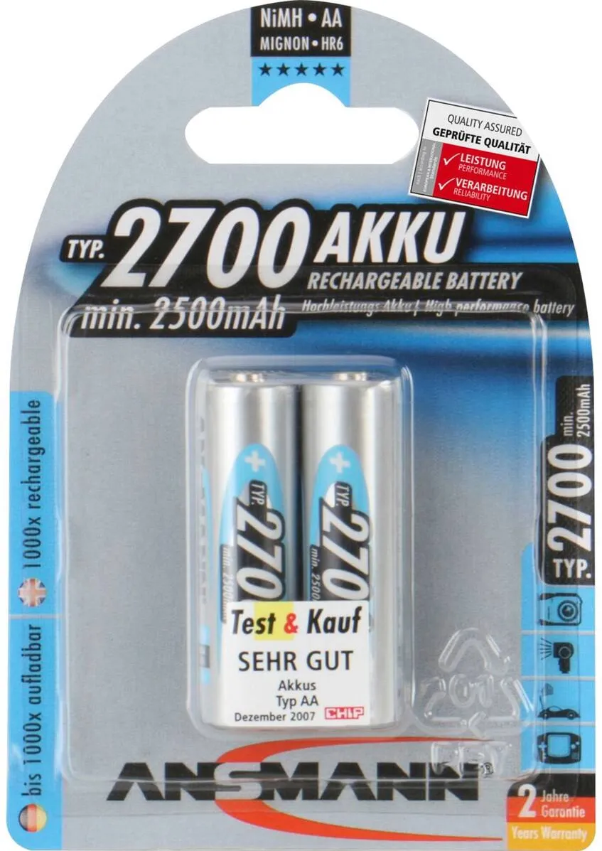 Ansmann Acumulator/Incarcator 1x2 rech. battery 2700 Mignon AA 2500 mAh