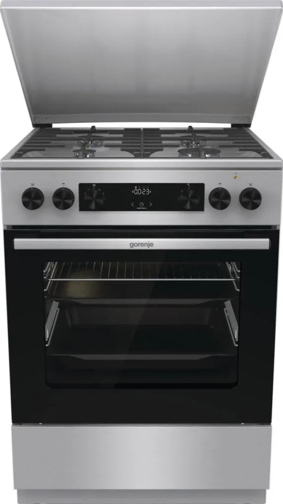 Aragaz combinat GKS6C71XF, 4 arzatoare, 60 cm, clasa A, Inox