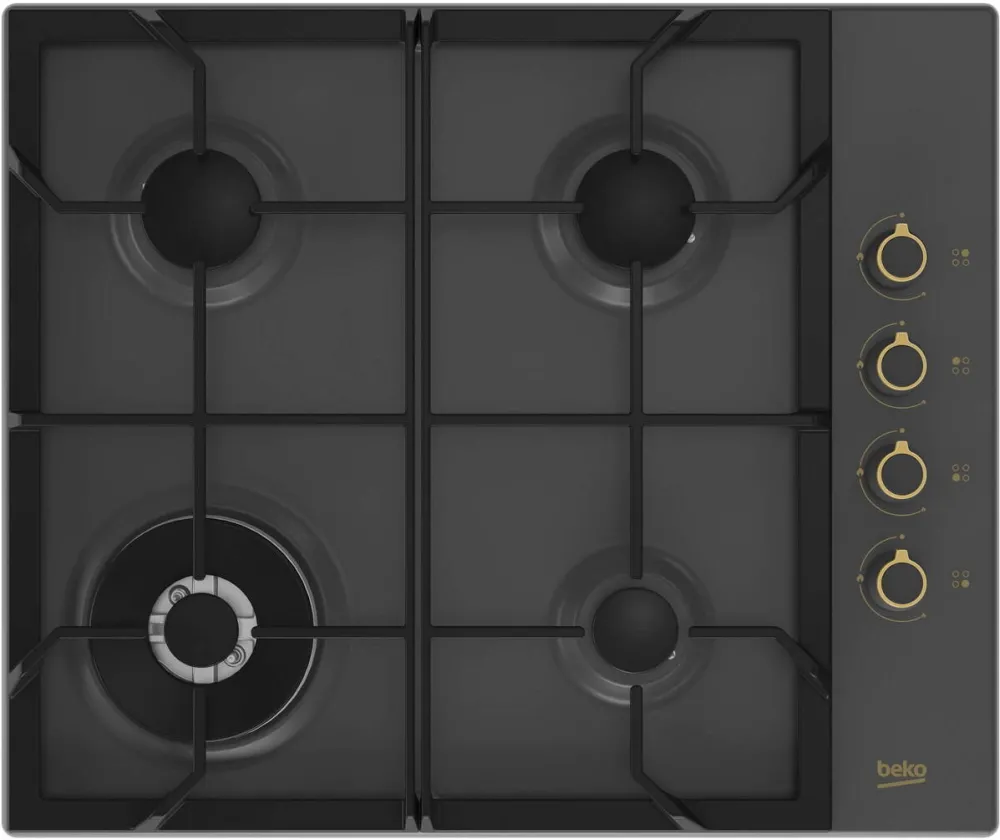 Plita BEKO incorporabila HIGG64125SAR, Gaz, 4 arzatoare, Siguranta plita, Aprindere integrata, 60 cm, Antracit