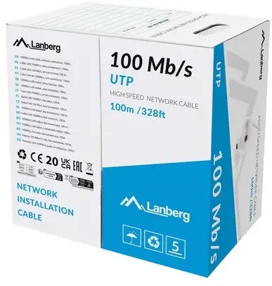 Cablu retea LANBERG LCU5-10CC-0100-S UTP CCA 100 Mb/s 100 m gri