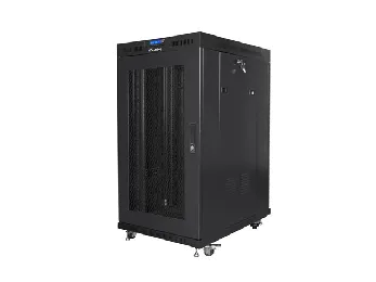 Rack LANBERG FF01-8022-12BL free-standing rack 19inch self-assembly flat pack 22U/800x1000mm black glass door LCD