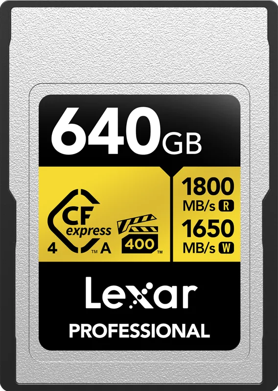 Card de Memorie Lexar Lexar CFexpress 4.0 Pro Gold, VPG400, R1800/W1650 (Type A) 640GB