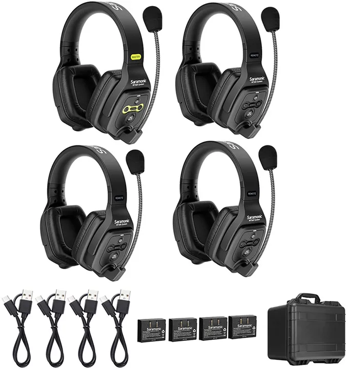 SARAMONIC Solutie intercom stereo comp Saramonic WiTalk WT4D4xbat, 4 pers, Full-Duplex 1.9GHz, dual-ear